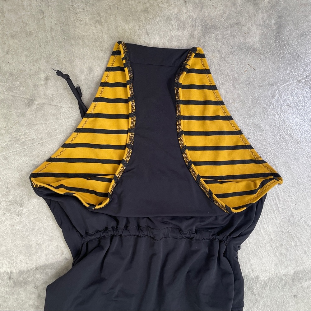 Solid and Striped mustard stripe one piece swimsuit sz Small - Picture 7 of 7